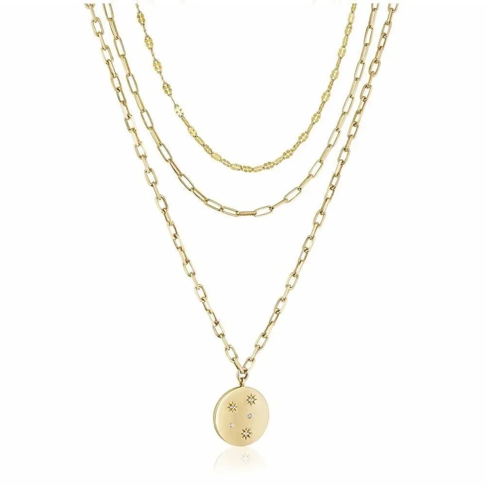 Ela Rae starburst pre-layered charm necklace